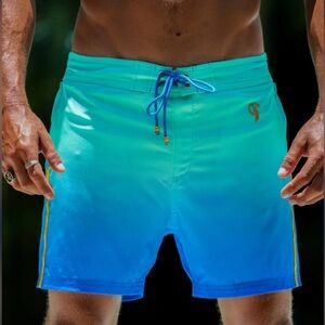 Tucan Oceans 5 Gradient Ombré Blue Swim Shorts Mens size XL